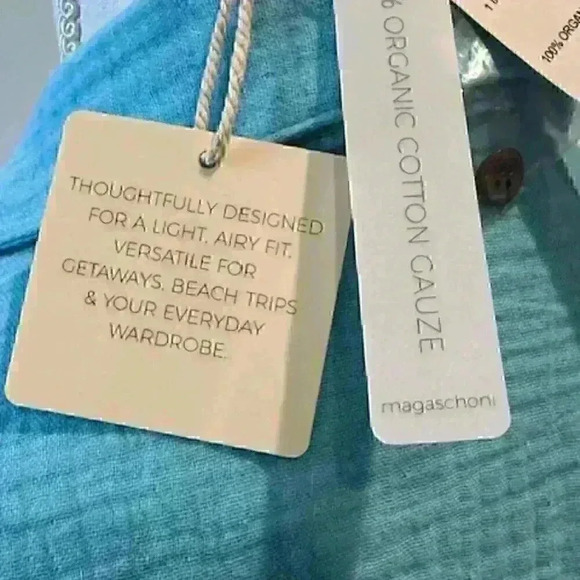 NWT!  MAGASCHONI Aqua Cotton Tunic Top Shirt Blouse Size Large AMAZING! - Picture 9 of 16